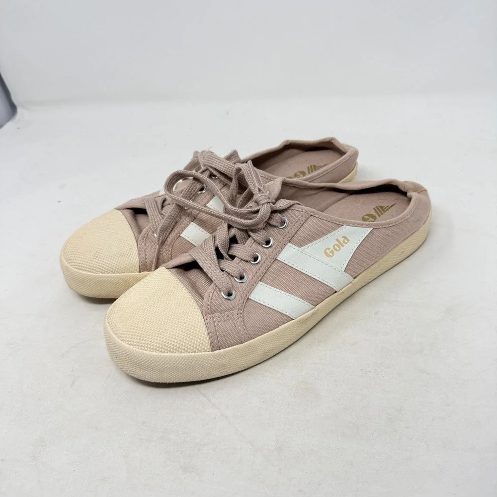 Gola Coaster Mule Sneakers Dusty Rose Pink Canvas Slip On Shoes Lace Up Size 9